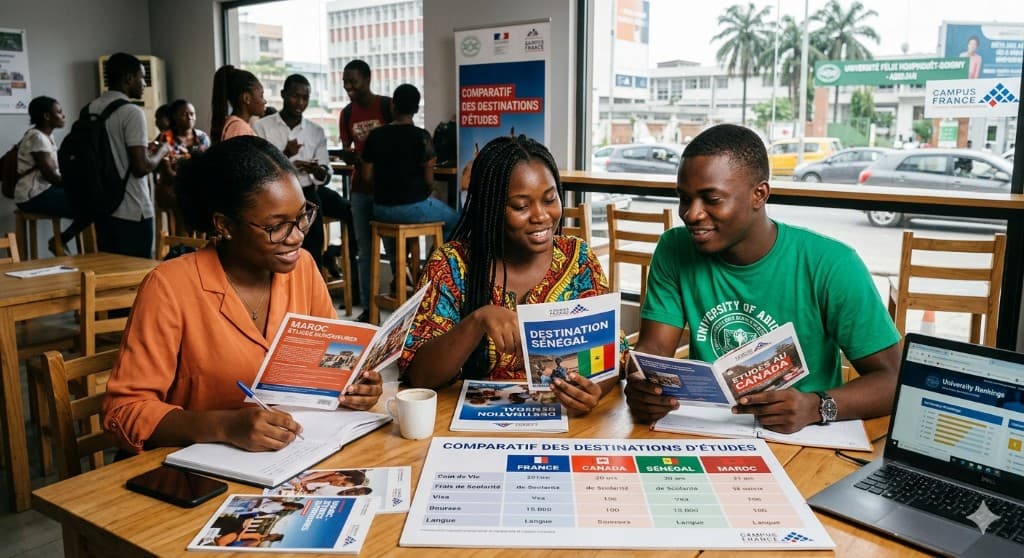Comparatif destinations d'études depuis la Côte d'Ivoire